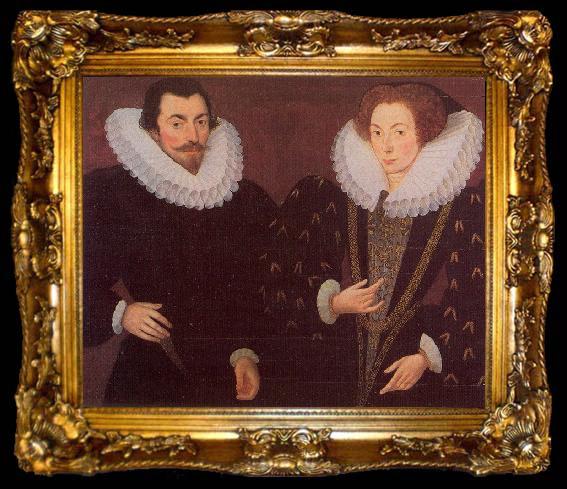 framed  Hieronimo Custodis Sir John Harington and his wfie, Mary Rogers, Lady Harington, ta009-2